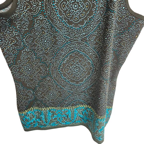 Athleta Tank Top Women L Mandala Print Muscle Tank Athletic Top Brown Teal Shirt - Picture 3 of 7